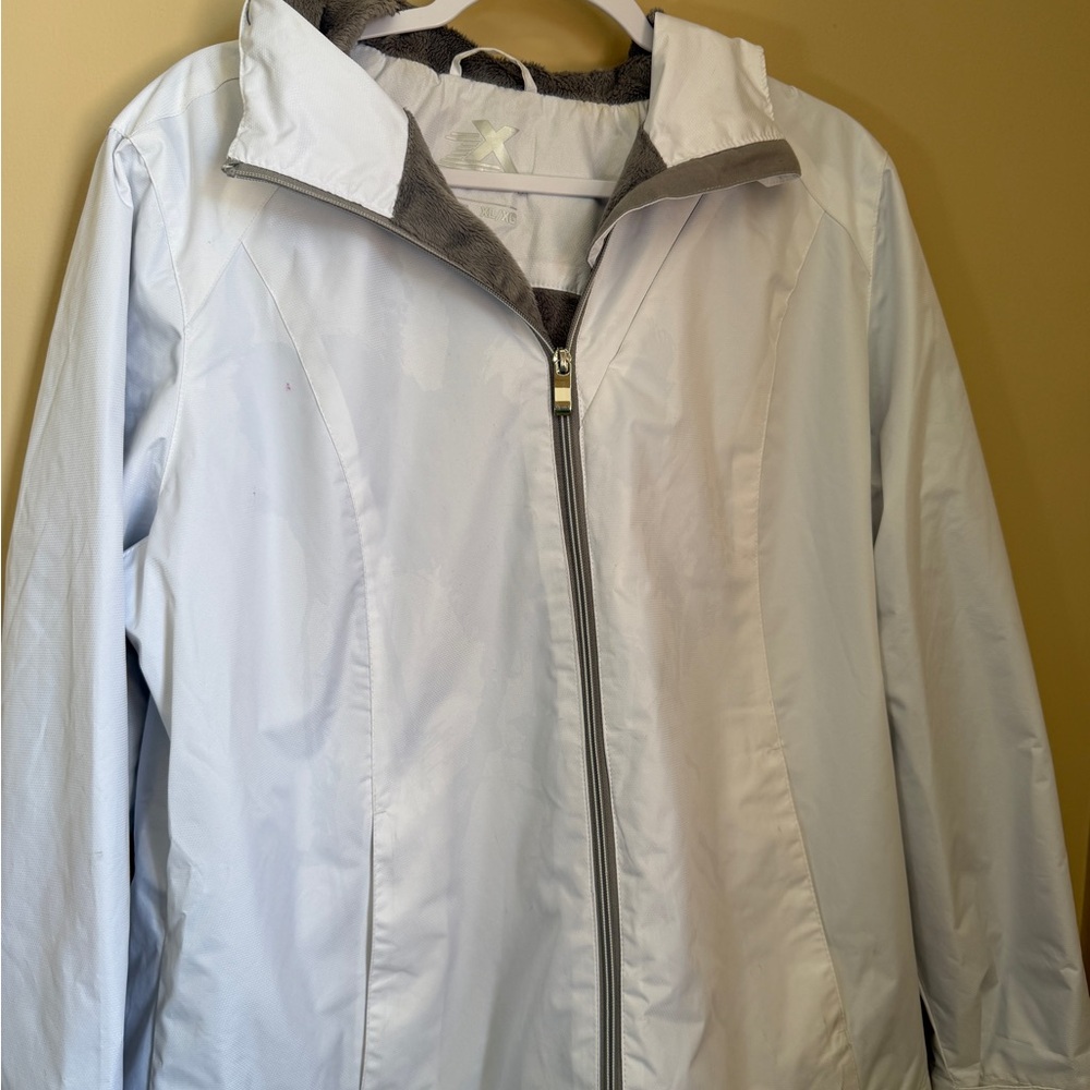 Zeroxposur Women’s Xl White Hooded Jacket Fleece Lined Full Zip Lightweight Coat